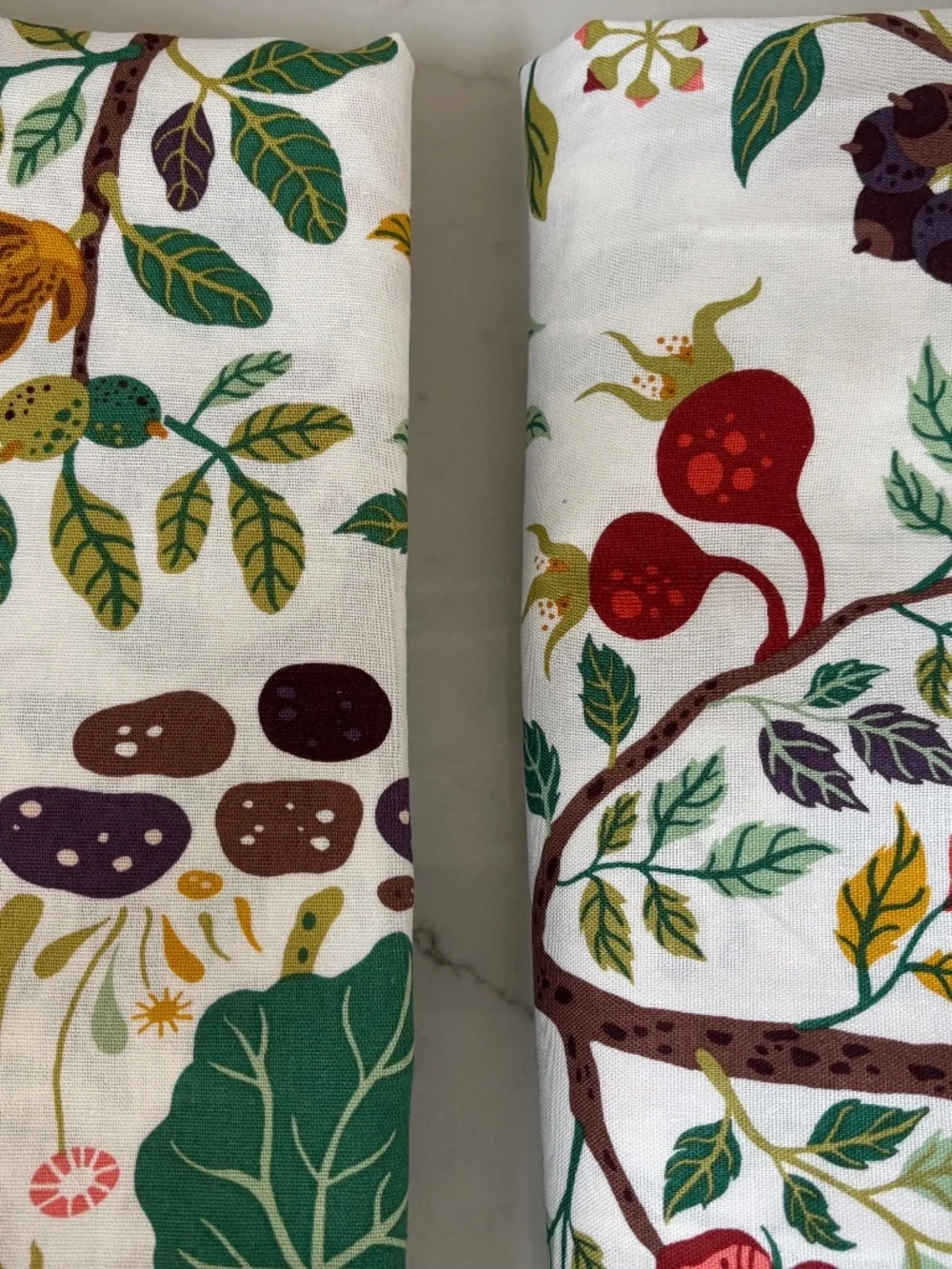 IKEA Vildpersilja curtains, 1 set (2 panels) white-multicolor//fruit, 57x98